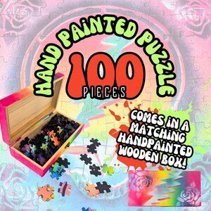 Deadhead Hand Painted 100pc Puzzle with Matching Wooden Box